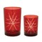 Melrose Snowflake Glass Christmas Candle Holders - 6.5" - Red - Set of 2